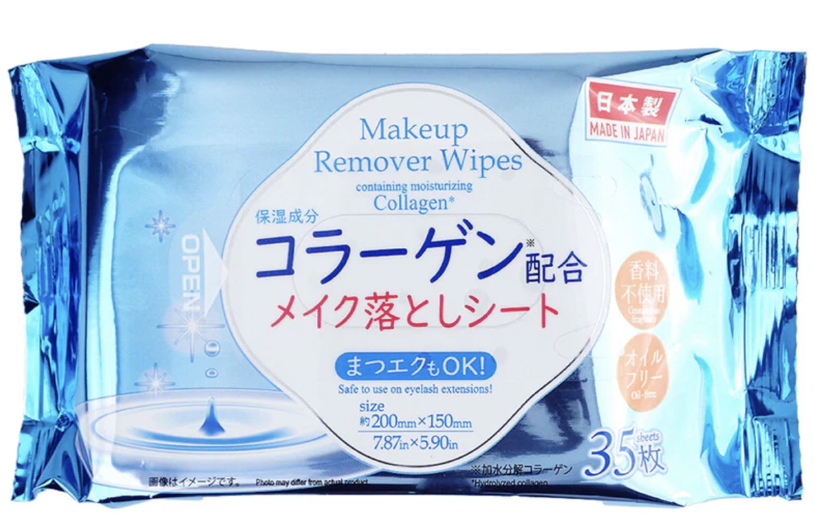 Collagen-containing makeup remover sheet