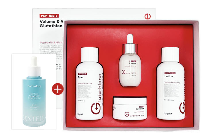 [EVENT] Peptide15 Volume&Whitening Glutathione Skincare 4Pcs Set + Centella Ampoule