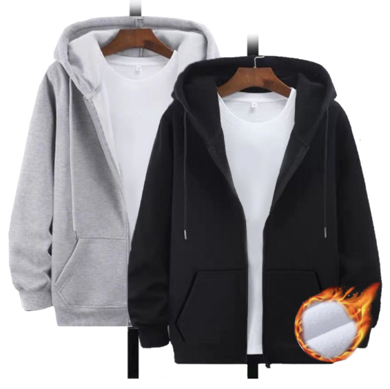 Men+Women+Unisex+Winter+Transitional+Fleece+Fur+Hooded+Hoodie+Jacket+Black+Gray